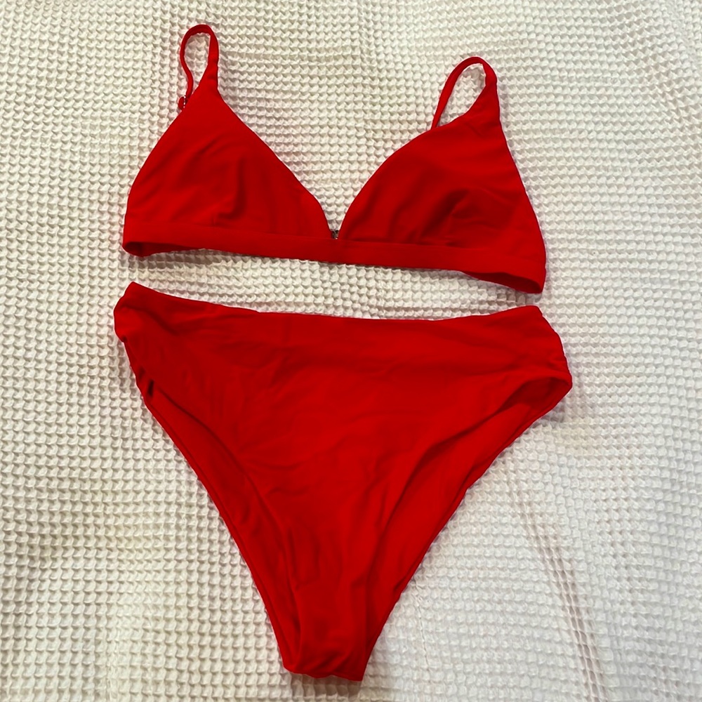 Red high waisted bikini
